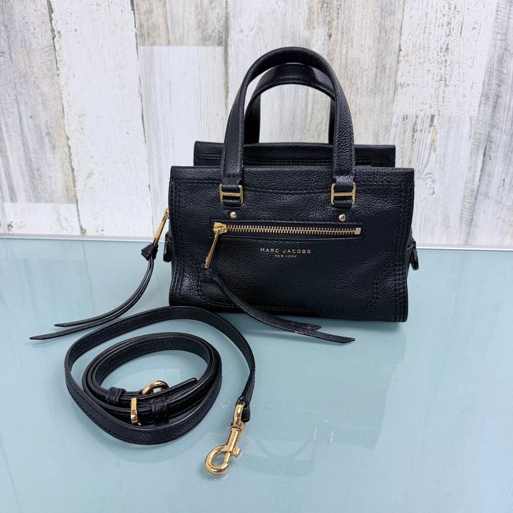 MARC JACOBS Mini Cruiser 2way Handbag ShoulderBag Black Leather Auth From Japan